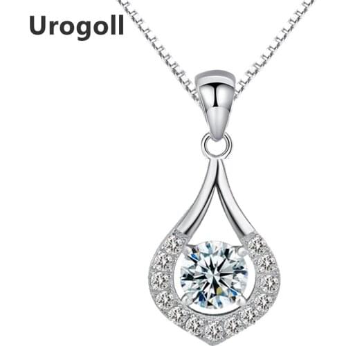 Genuine Fine Jewelry 925 Sterling Silver Pendant Necklaces For Women Party Jewelry AAA Zirconia Water Drop Pendant Necklace Gift