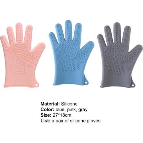 1 Pair Dishwashing Gloves Silicone Gloves Heat-resistant Multi Purpose Reusable Wide Application Cleaning Glove for Kitchen