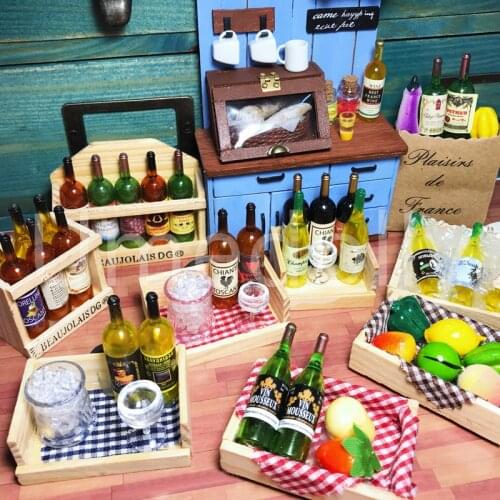 1PCS Cute 1/12 dollhouse miniature mini wine bottles candy fruit box for blyth bjd pullip doll food kitchen toy accessories