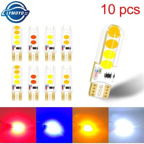 10PCS T10 W5W led bulb strobe flash 194 168 Bulb Canbus 8smd COB Silicone LED Light Parking License Plate lamp DC12V Silica Gel