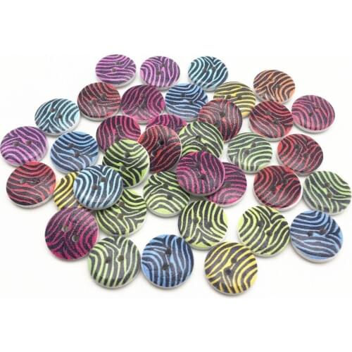 100pcs 15mm Multi Zebra Painted Wooden Buttons Baby Crafts Sewing Cardmaking Scrapbooking Garment Accessories