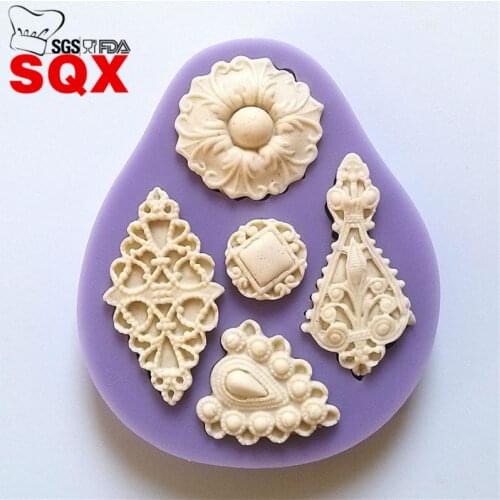 3D retro jewelry diamond shape Fondant Mold Silicone Sugarcraft Cake Baking Tools Sugar Craft Tool Kitchen accessories SQ15183