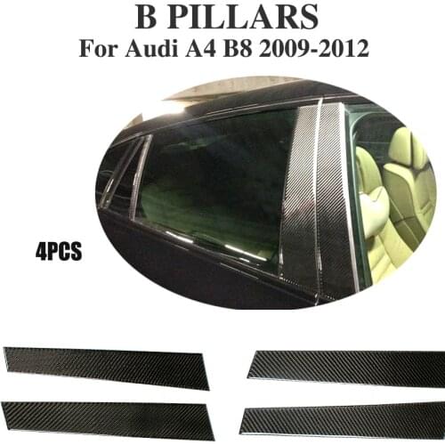 4PCS Carbon Fiber Auto Side Window Pillar Trims for Audi A4 B8 Sline S4 Base Sedan 2009 - 2012