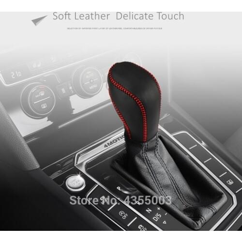 Car Gear Head Shift Knob Cover Real Leather Case for Volkswagen Golf 6 7 MK6 MK7 DSG Tiguan POLO BORA Passat B7 Tiguan Touran