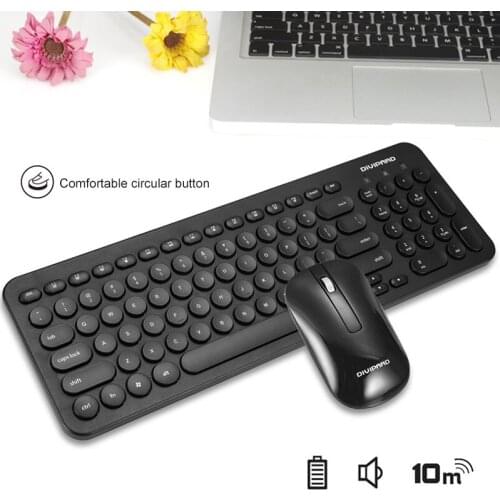 Wireless Keyboard Mouse Combos Mechanical Feel 2.4GHz Round Keycap Silent Optical Gaming Mice Set for Laptop Mac Desktop Tablet