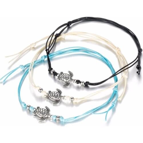FNIO retro multi-layer anklet ladies bohemian retro turtle rope anklet sexy beach bracelet animal chain foot jewelry