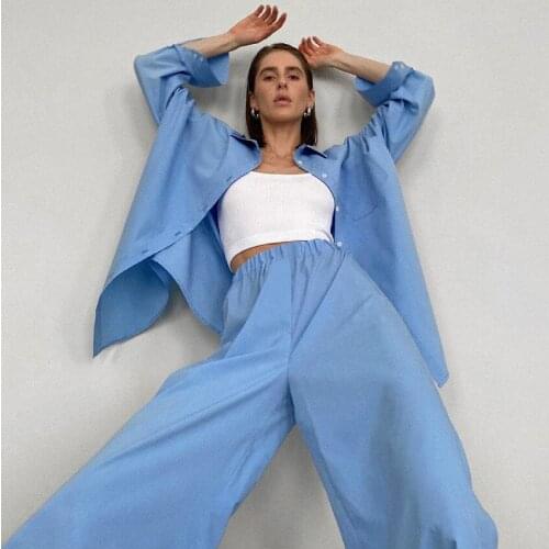 Pants Sets Spring Autumn Office Lady Full Solid Long Pants Elastic Waist 2 Pic Set Office Lady Fashion Euro-America Style Simple