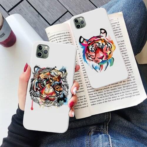 Predator tiger leopard Phone Case White Candy Color for iPhone 6 7 8 11 12 s mini pro X XS XR MAX Plus