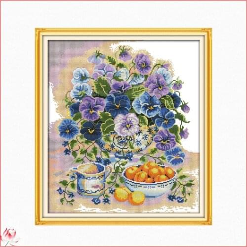 Flowers And Fruit Patterns Counted 11CT 14CT DIY Cross Stitch Sets Cross-stitch Kits Embroidery Needlework Home Deco Crafts