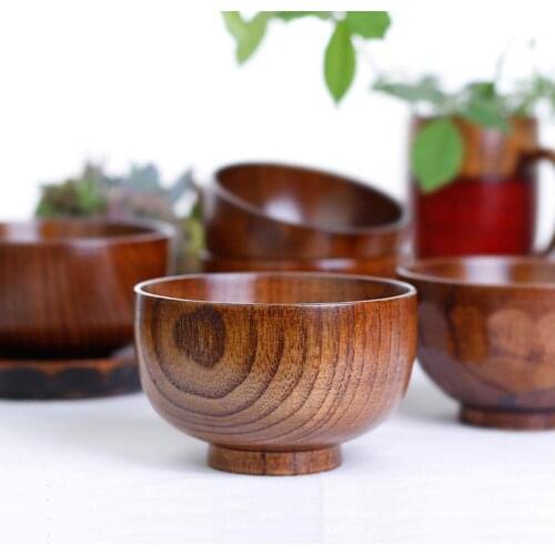 Wooden Bowl Creative Home Kitchen Tableware Original Soup Salad Rice Noodles Bowls Food Container Wood Eating Bowl