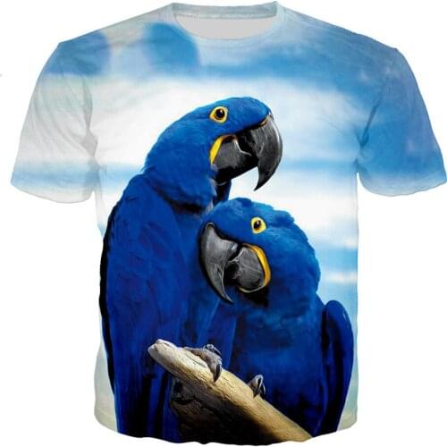 Summer Men Women Casual T-Shirt Animal Parrot Paint 3D Print Clothes Tshirts Boys Girl Fashion Tees Birthday Partywear Gift Top