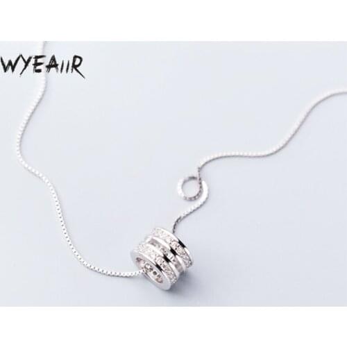 WYEAIIR Geometric Cylinder Rhinestone Exquisite Temperament Elegant Fashion 925 Sterling Silver Clavicle Chain Female Necklace
