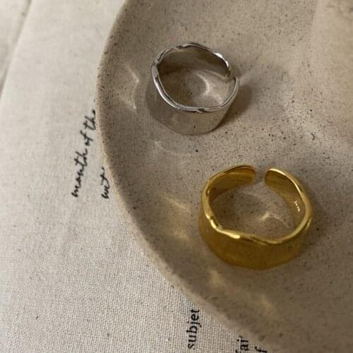 New Gold Silver Color Wide Circle Wave Cuff Rings for Women Boho&Korean OPen Ring Jewelry