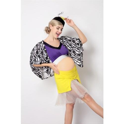 Maternity Clothing Sets Summer Sexy Bohemian Style Maternity Geometry Pattern Party Dresses Pregnant Photography Props Dress set