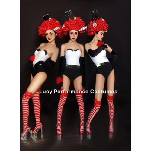 Jazz Dance Costume Sexy Womens stage performance costume nightclub singer gogo Dancer Costume Clown Suit womens performance Da
