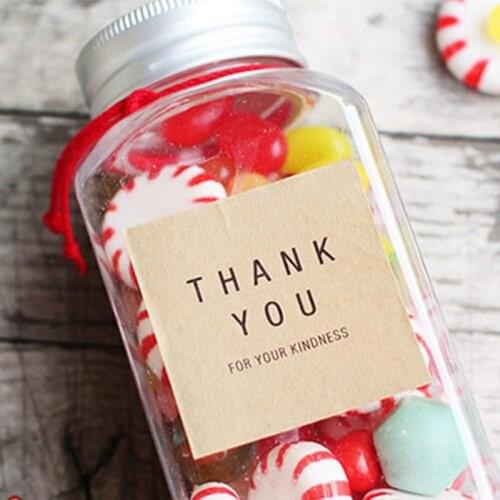 60Pcs Square And Round Thank You Seal Sticker Black And Kraft Paper Label Adhesive Gift Paper Sticker For DIY Decoration