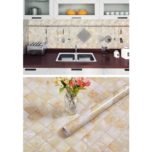 Oil-proof Marble Wall Sticker Paper Waterproof PVC Wallpapers Self Adhesive Kitchen Bedroom Living Room TV Background Decoration