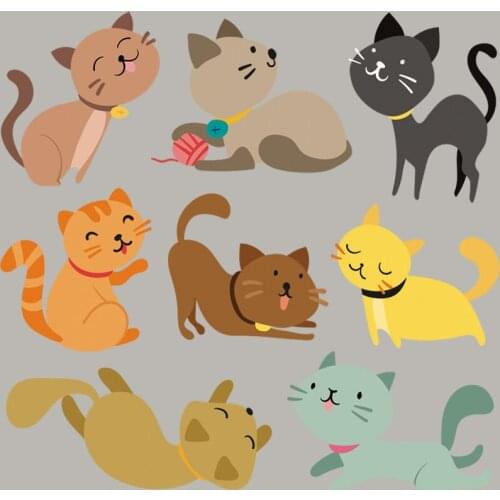 Small Cat Stickers On Clothes Fashion Vinyl Diy Heat Transfer Appliqued Tops Patches Heat Print On Girl Boys T-Shirt Socks