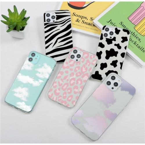 Cute Clouds Cow Zebra Phone Cases For iPhone 12 Mini 11 Pro Max 6 6S 7 8 Plus X XR XS Max 5S SE 2020 Transparent Soft Cover Case