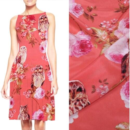 Natural Organic Printed Silk Crepe De Chine Fabric Mulberry Drape Skin-friendly Clothing Dress Material Fabrics by Meter Cloth