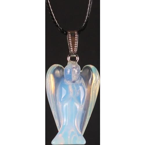 Wholesale 50pcs/lot Onyx Natural Chakra Healing Stones Opal Carved Pocket Crystal Guardian Angel Figurines Pendant Free Shipping