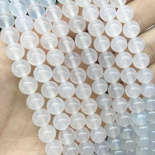 Wholesale Natural White Agates Stone Round Loose Spacer Beads For Jewelry Making DIY Handmade Bracelets Necklace 4/6/8/10/12mm