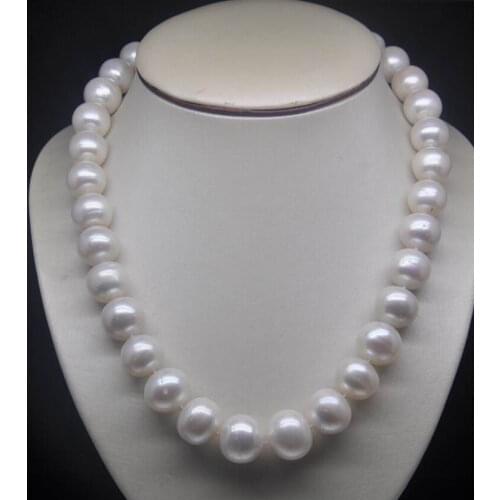 Free Shipping shipping18" 11-12 MM AKOYA SOUTH SEA WHITE NATURAL PEARL NECKLACE 14KGP YELLOW CLASP