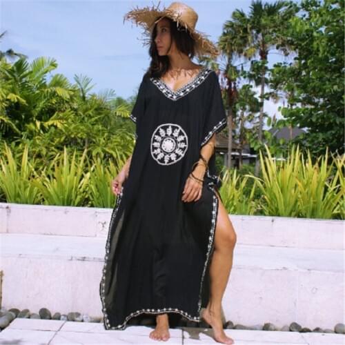 Women Loose Kaftan Swimsuit Cover Up Beach Long Casual Caftan Dress