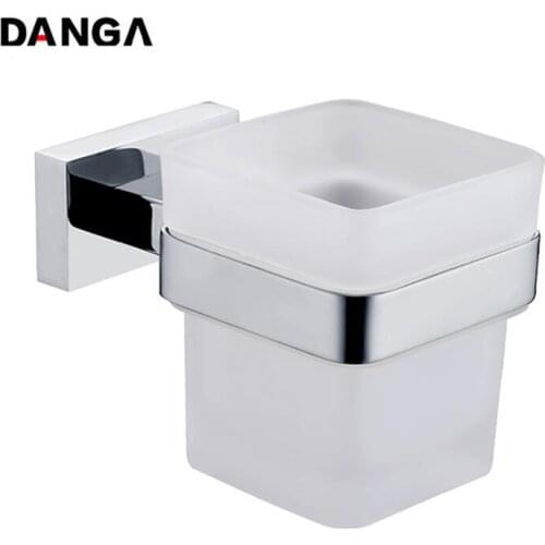 Mouth Cup Holder Set Bathroom Toothbrush Rack Kitchen Shelf Frosted Glass Cup Wall-mounted Storage Rack Bathroom Accessories