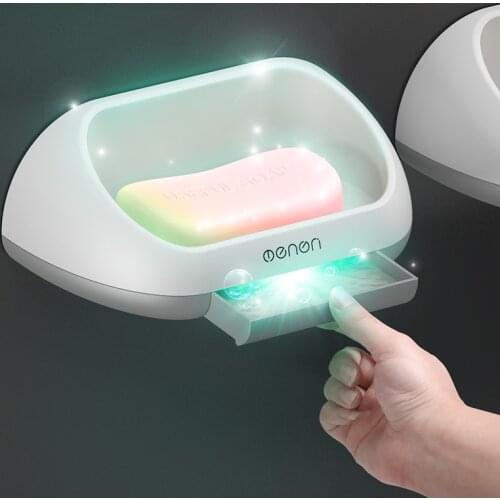 GURET Portable Soap Dishes Stand Shower Soap Holder Plastic Storage Rack For Bathroom Drain Pan Design Bathroom Accessories Sets