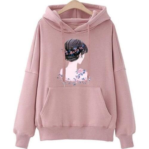 Pullover Japanese Streetwear Pink Kawaii Winter Long Sleeve Pocket Hoodie Women Sweatshirt Print Shirts Tracksuits Poleron