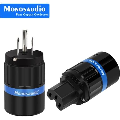 Monosaudio M104R/F104R Pure Copper Rhodium Plated US Power Plug Audio Power Connector IEC Female Plug DIY Power Cord Cable