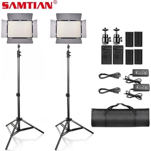 SAMTIAN 2Sets LED Video Light With Tripod Dimmable 3200-5500K 600 LEDs Panel Lamp For Studio Photo photography Lighting