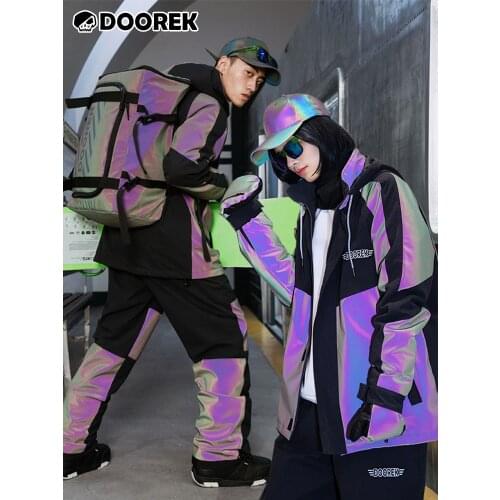 2021doorek Mushroom Head Color Matching Reflective Full Pressure Adhesive Professional Ski Suit Mens And Womens Fashion Brand