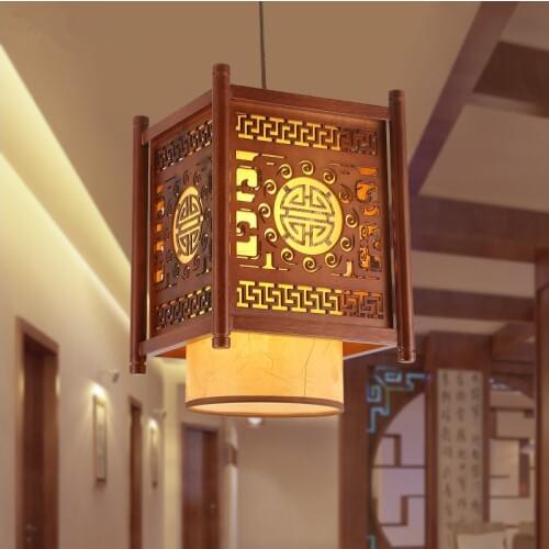 Traditional Chinese style classical carved wood art Pendant Lights Creative minimalist lamp for corridor&porch&stairs MYR013