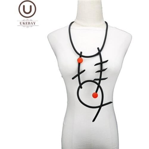UKEBAY 2020 New Geometric Pendant Necklaces For Women Silicone Jewelry Hyperbole Sweater Chains Wood Accessories Party Necklace