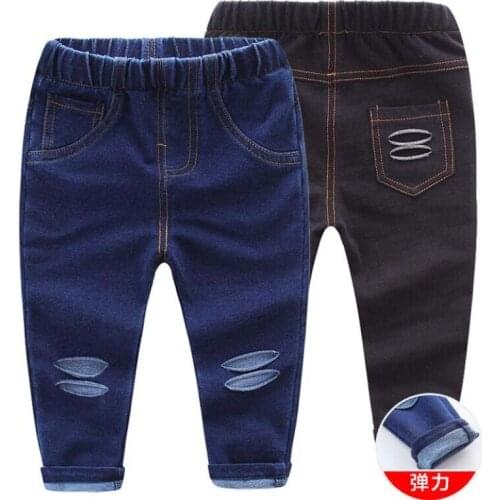 Spring baby boys girls jeans 1-5T little kids autumn flexible denim cotton jeans cowboy pants toddler comfortable trousers pants