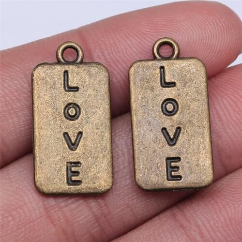 WYSIWYG 10pcs 25x12mm 2 Colors Double Sided Love Charms Love Word Charm Love Charms For Jewelry Making