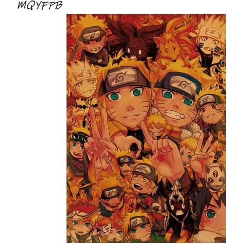 Japanese Animation A collection of characters Kraft Paper Poster Home Bedroom Wall Decoration Painting Core 50.5x35cm