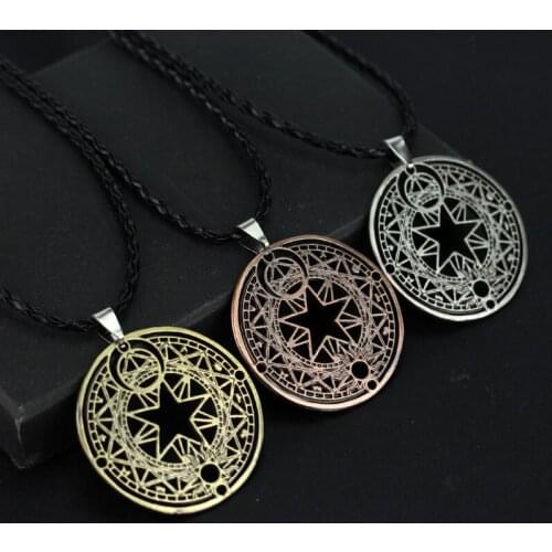 Dongsheng Japan Anime Sakura Card Captor Necklace Collares Cardcaptor Sakura Magic Circle Necklace Colar Masculino Anime Jewelry