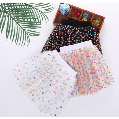 2 3 4 5 6 7 Y Toddler Girls Skirt Color Dot Mesh Tutu Skirts for Girl Summer Baby Girls Skirts Elastic Waist Lovely Ball Gown