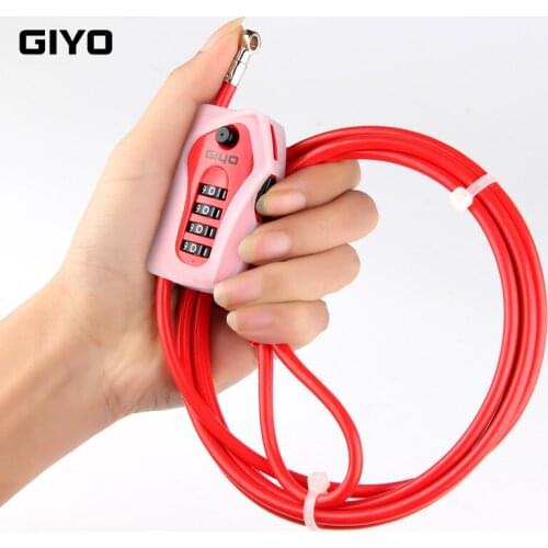 GIYO Bicycle Cable Lock Ski board Motorcycle MTB Road Bike Lock Anti-Theft Combination 4 Digit Code Helmet Wire Lock For Bicycle