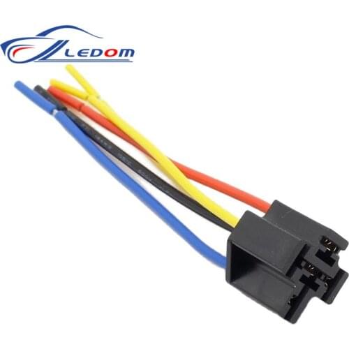 1 Pcs Car Copper Bold 5 Plug 5-Pin 12cm Line Length 6.3MM Terminal Relay Base Socket Plug Bakelite Base Seat