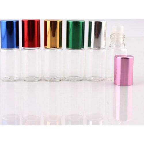 100 Pieces/Lot 5ML Travel Glass Roll on Perfume Bottle For Essential Oils Empty Cosmetic Case With Steel Beads