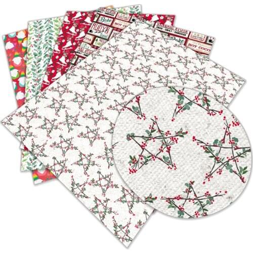 30*136cm Colorful Christmas Series Pattern Faux Synthetic Leather DIY Bow Accessories Decoration