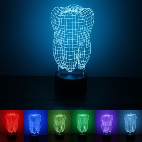 3D Night Light USB Powered Tooth Shape LED Desk Lamp Touch Key Decoration Lights Use Home Hotel Party Holiday