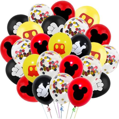 80pcs Disney 12Inch Mickey Mouse Balloons Red Black Yellow Quality Sequins Balloons for Baby Shower Happy Theme Party Supplies