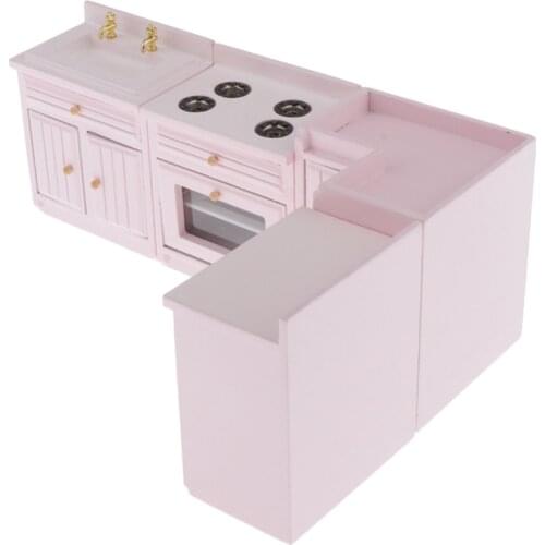 Dollhouse Kitchen Decoration Accessories - 1 12 Dolls House Stove Sink Cabinet Model Set