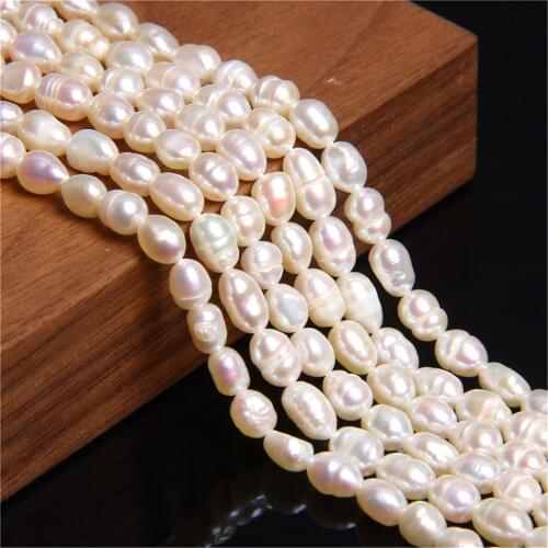 Natural Pearl 4-4.5mm White Freshwater Pearl Beads Rice Shape Small Loose Beads For Bracelet Necklace Jewelry Making 14" Strand