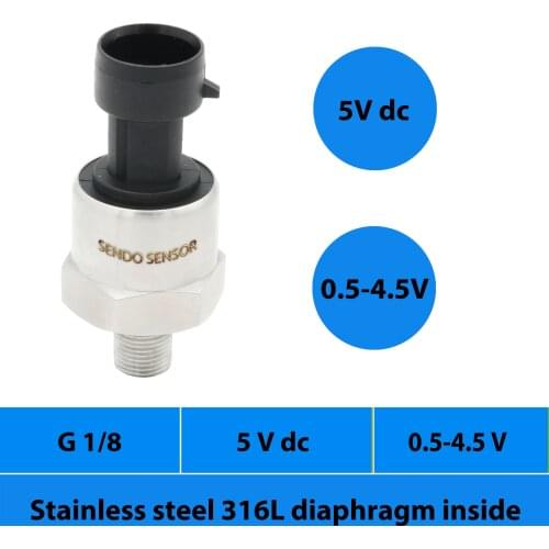 Pressure sensor 0.5 4.5 V signal, 0 15 psi, 1.2mpa, 10bar gauge, selected pressure gauge, absolute, 5V dc supply, G1 8 thread